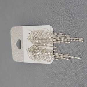 NWT Beautiful Icing 3" Long Cubic Zirconia Waterfall Post Earrings